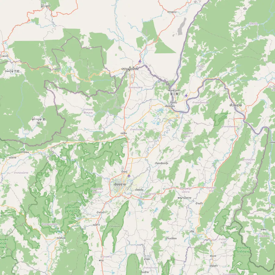 Map of Chiang Rai with the White, Blue and Red Temples, Baan Dam, Doi Tung, Mae Sai, Chiang Saen and the Golden Triangle